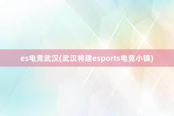 es电竞武汉(武汉将建esports电竞小镇)