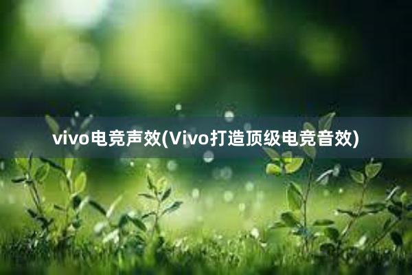 vivo电竞声效(Vivo打造顶级电竞音效)