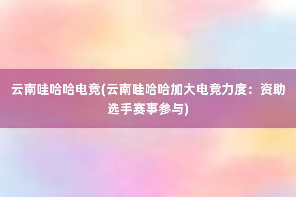 云南哇哈哈电竞(云南哇哈哈加大电竞力度：资助选手赛事参与)