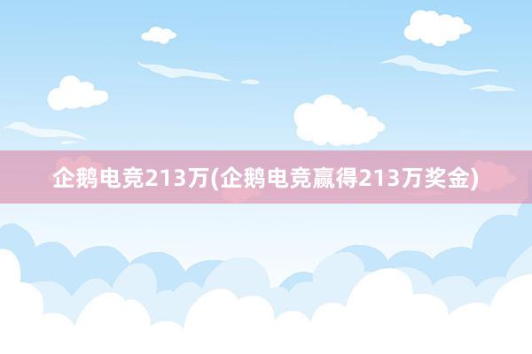 企鹅电竞213万(企鹅电竞赢得213万奖金)