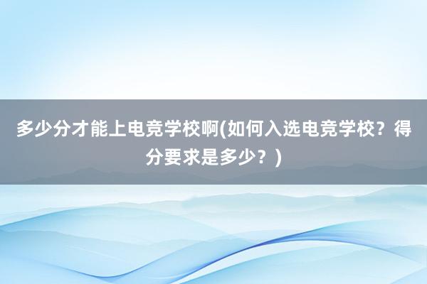 多少分才能上电竞学校啊(如何入选电竞学校？得分要求是多少？)