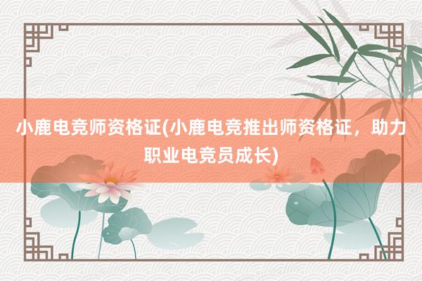 小鹿电竞师资格证(小鹿电竞推出师资格证，助力职业电竞员成长)