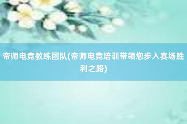 帝师电竞教练团队(帝师电竞培训带领您步入赛场胜利之路)