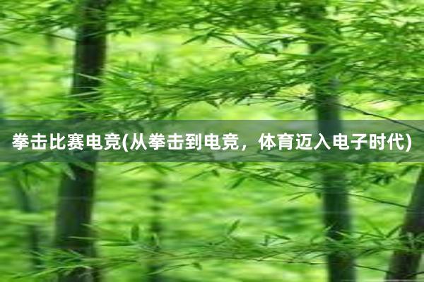 拳击比赛电竞(从拳击到电竞，体育迈入电子时代)