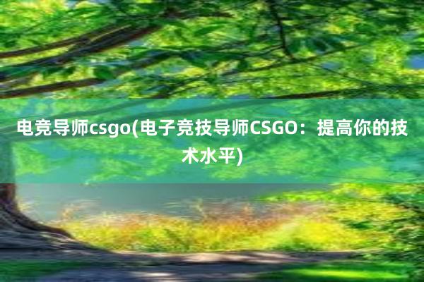 电竞导师csgo(电子竞技导师CSGO：提高你的技术水平)