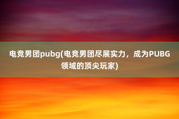 电竞男团pubg(电竞男团尽展实力，成为PUBG领域的顶尖玩家)