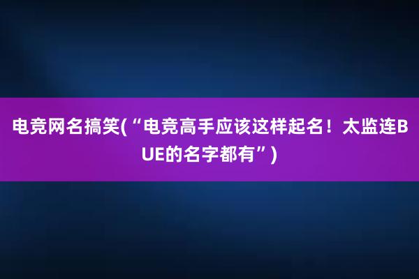 电竞网名搞笑(“电竞高手应该这样起名！太监连BUE的名字都有”)