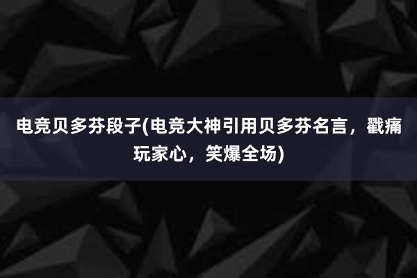 电竞贝多芬段子(电竞大神引用贝多芬名言，戳痛玩家心，笑爆全场)