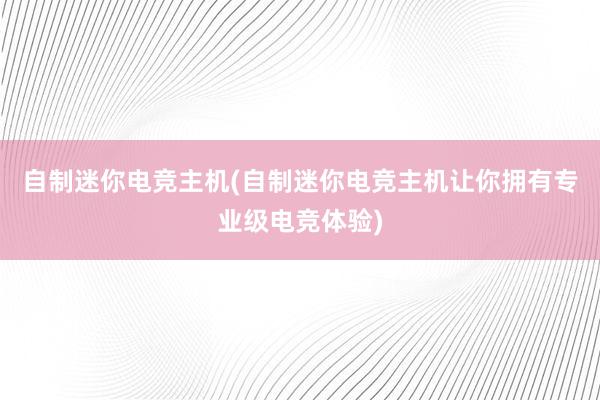 自制迷你电竞主机(自制迷你电竞主机让你拥有专业级电竞体验)