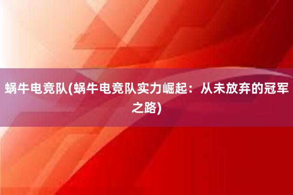 蜗牛电竞队(蜗牛电竞队实力崛起：从未放弃的冠军之路)