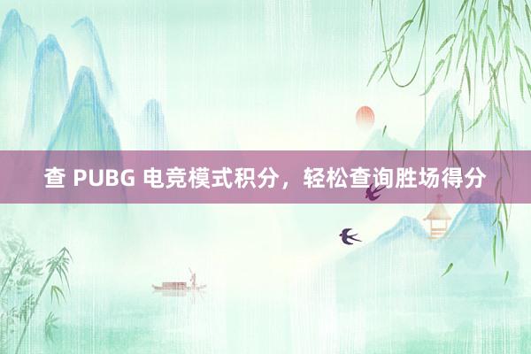 查 PUBG 电竞模式积分，轻松查询胜场得分