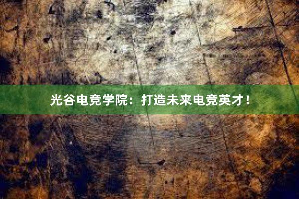 光谷电竞学院：打造未来电竞英才！