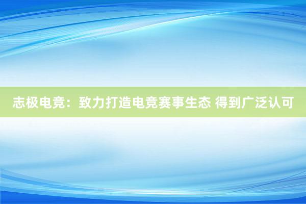 志极电竞：致力打造电竞赛事生态 得到广泛认可