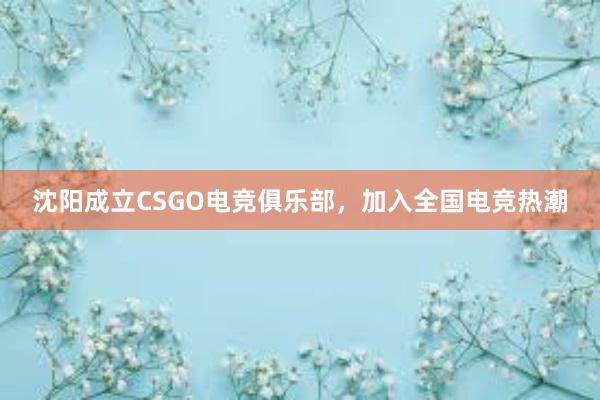 沈阳成立CSGO电竞俱乐部，加入全国电竞热潮