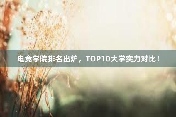 电竞学院排名出炉，TOP10大学实力对比！