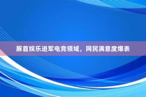 豚首娱乐进军电竞领域，网民满意度爆表